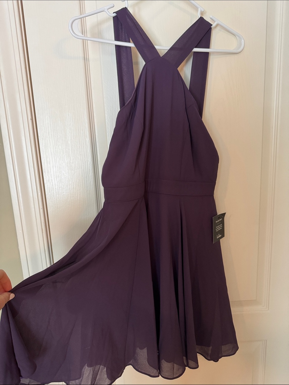 Homecoming Lulu's Plum Cross-Back A-Line Dress